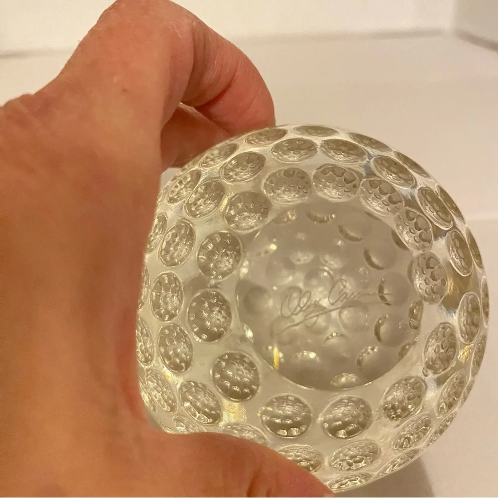 OLEG CASSINI CRYSTAL GOLF PAPER WEIGHT CLEAR GOLF BALL, - Picture 3 of 5